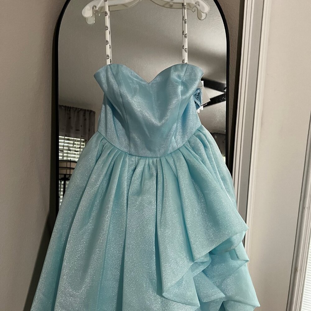 Baby Blue Strapless Ruffle Dress - Picture 2 of 4